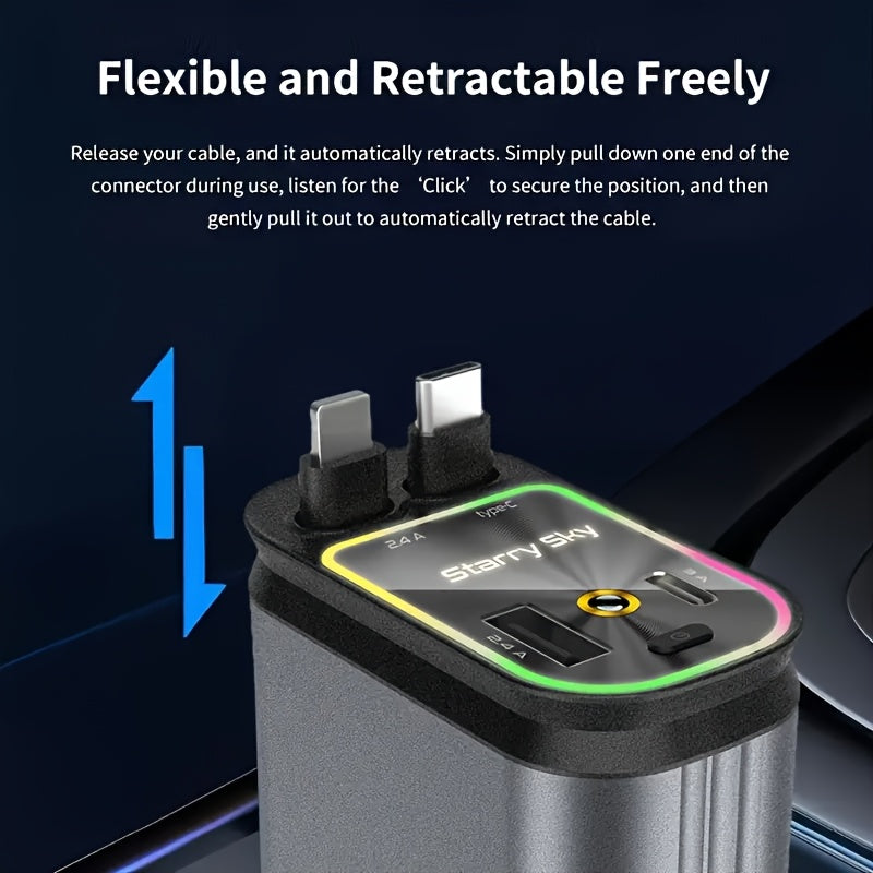 Мултифункционално зарядно за кола с LED светлина и бързо зареждане