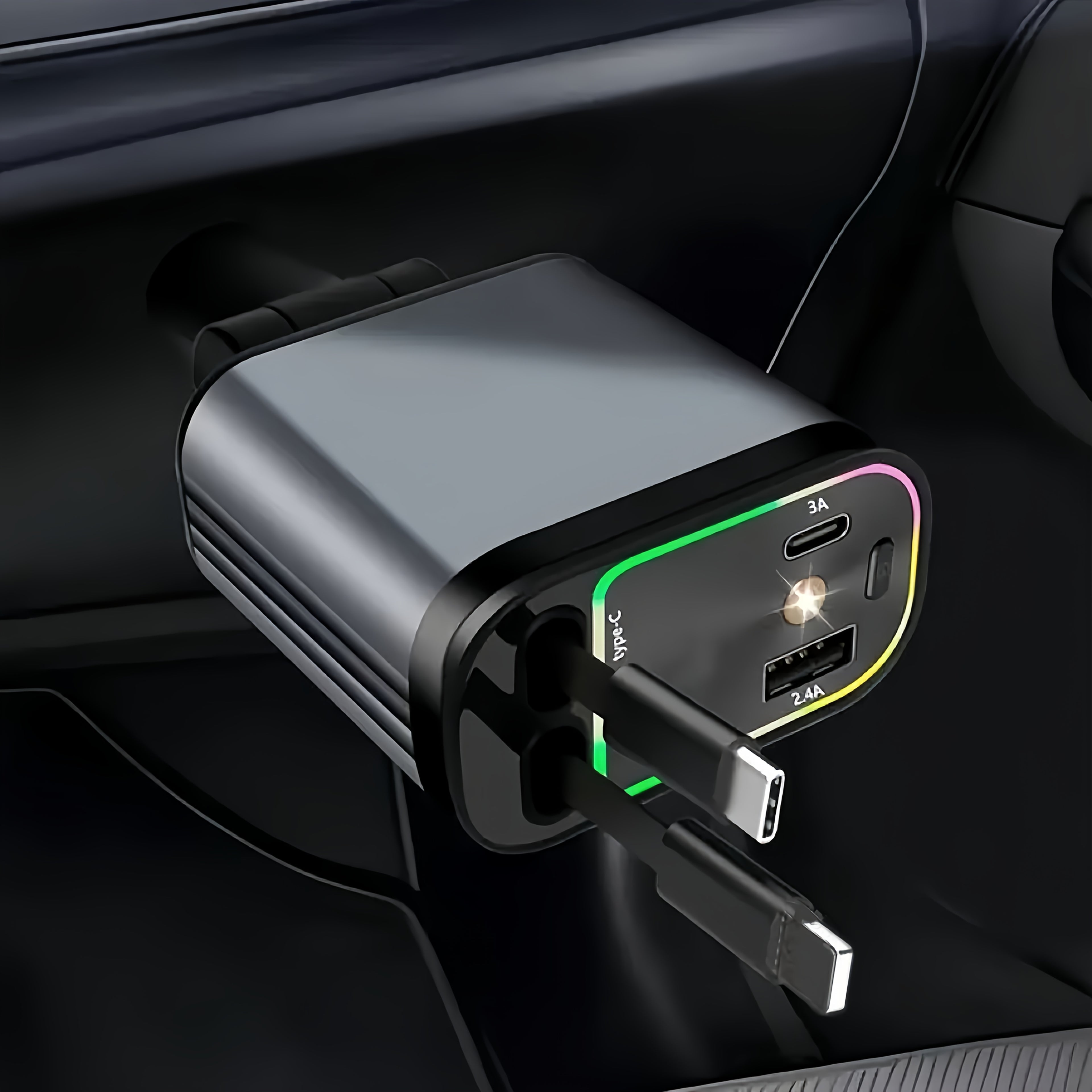 Мултифункционално зарядно за кола с LED светлина и бързо зареждане