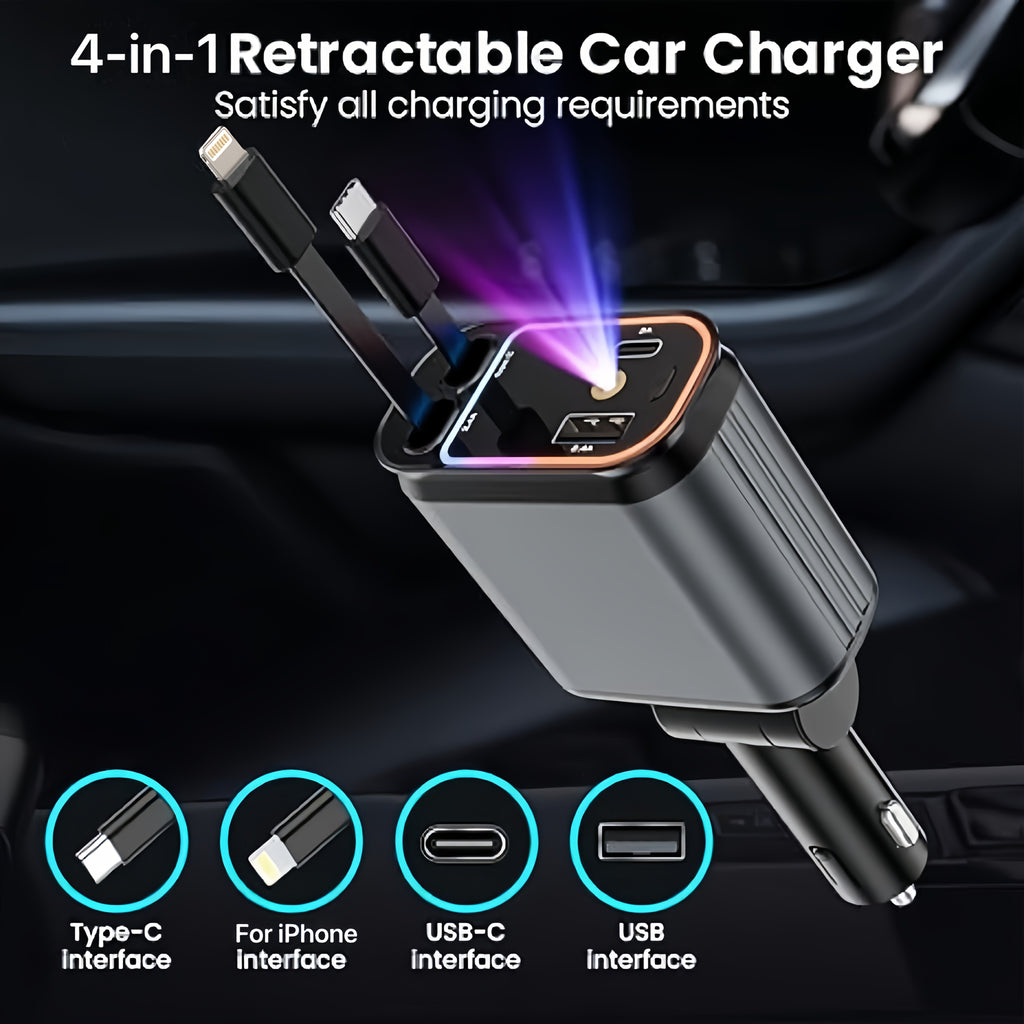 Мултифункционално зарядно за кола с LED светлина и бързо зареждане