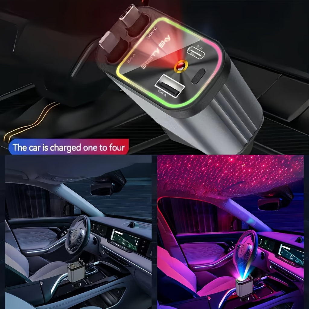 Мултифункционално зарядно за кола с LED светлина и бързо зареждане